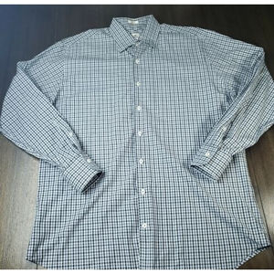 Peter Millar Button Down Shirt Mens Large Blue Gingham Check Cotton